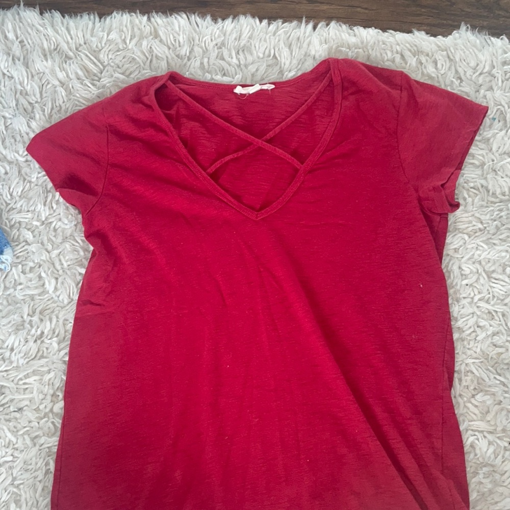 Red Criss cross t shirt